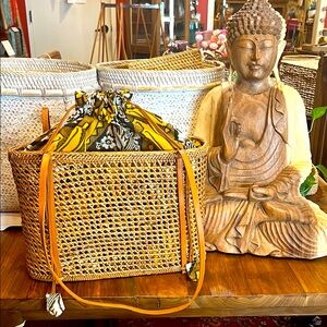 Artisan Handmade Large Woven Purse with Batik Fabric Inside